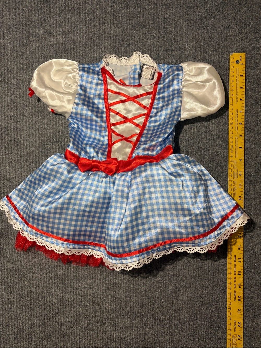 Toddler Wizard of Oz Dorothy Classic Blue Gingham & Red Trim Kids Costume Dress